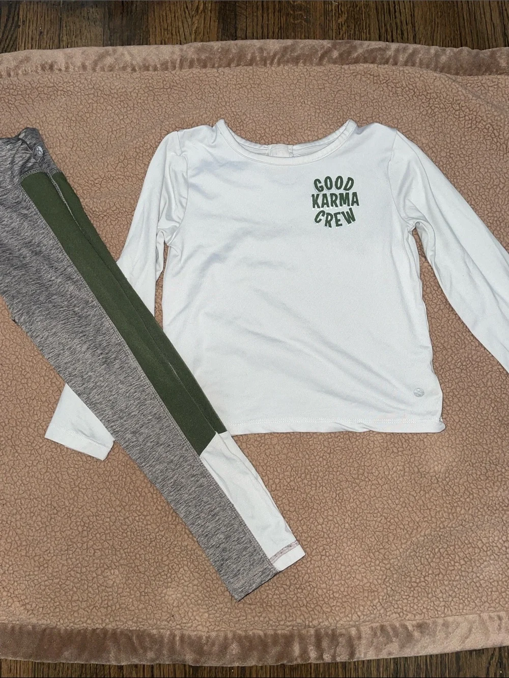 Good Karma Crew Olive & White Kids Hooded Jacket Set